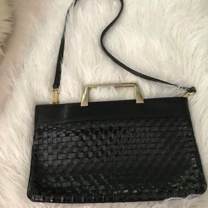 VARON LEATHER "BASKETWEAVE' PURSE
